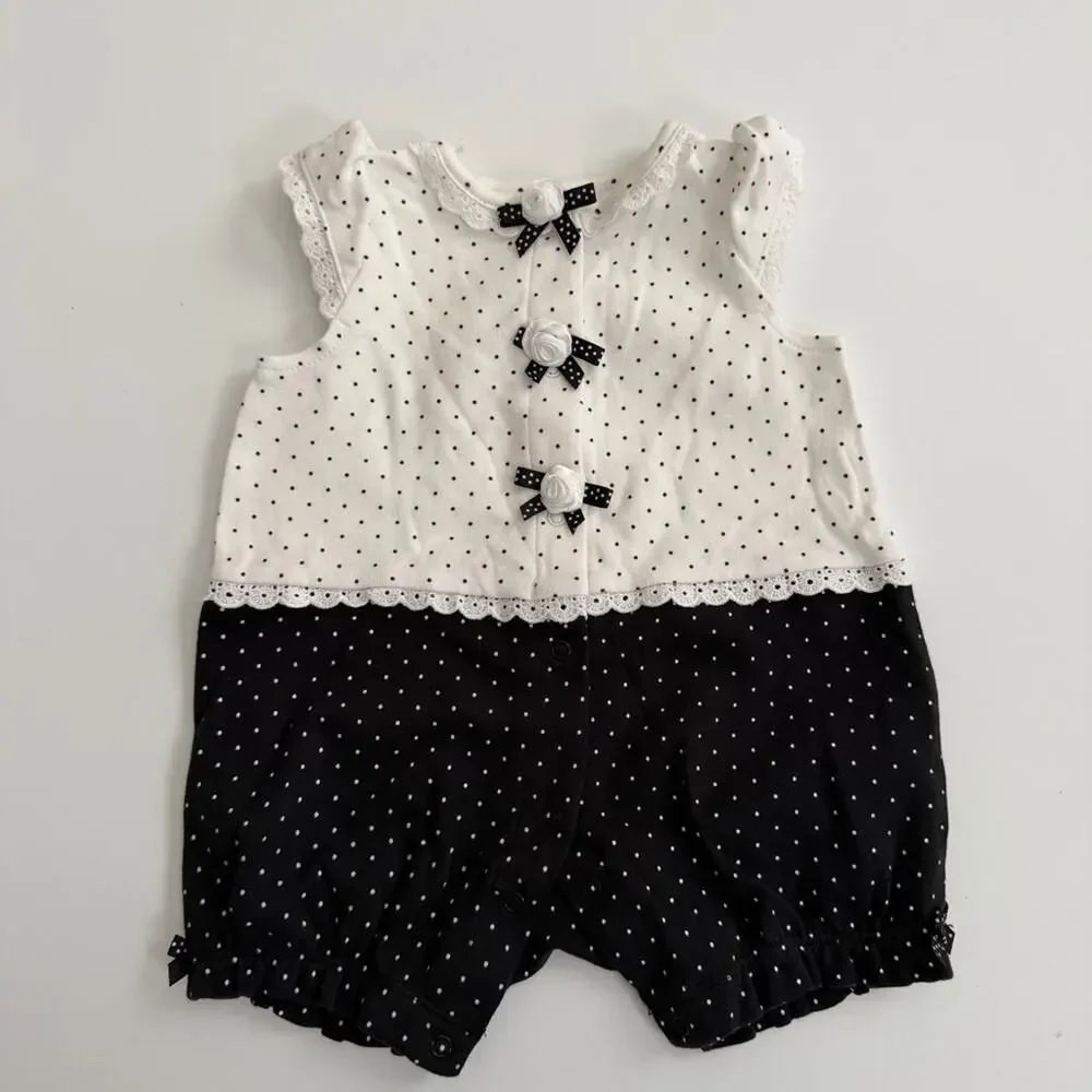 3x Carter’s Little Me romper ruffle puff short sleeve pink purple black